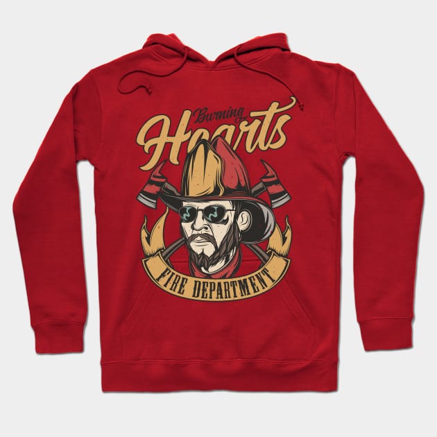 Burning Hearts Fire Department Hoodie by Verboten